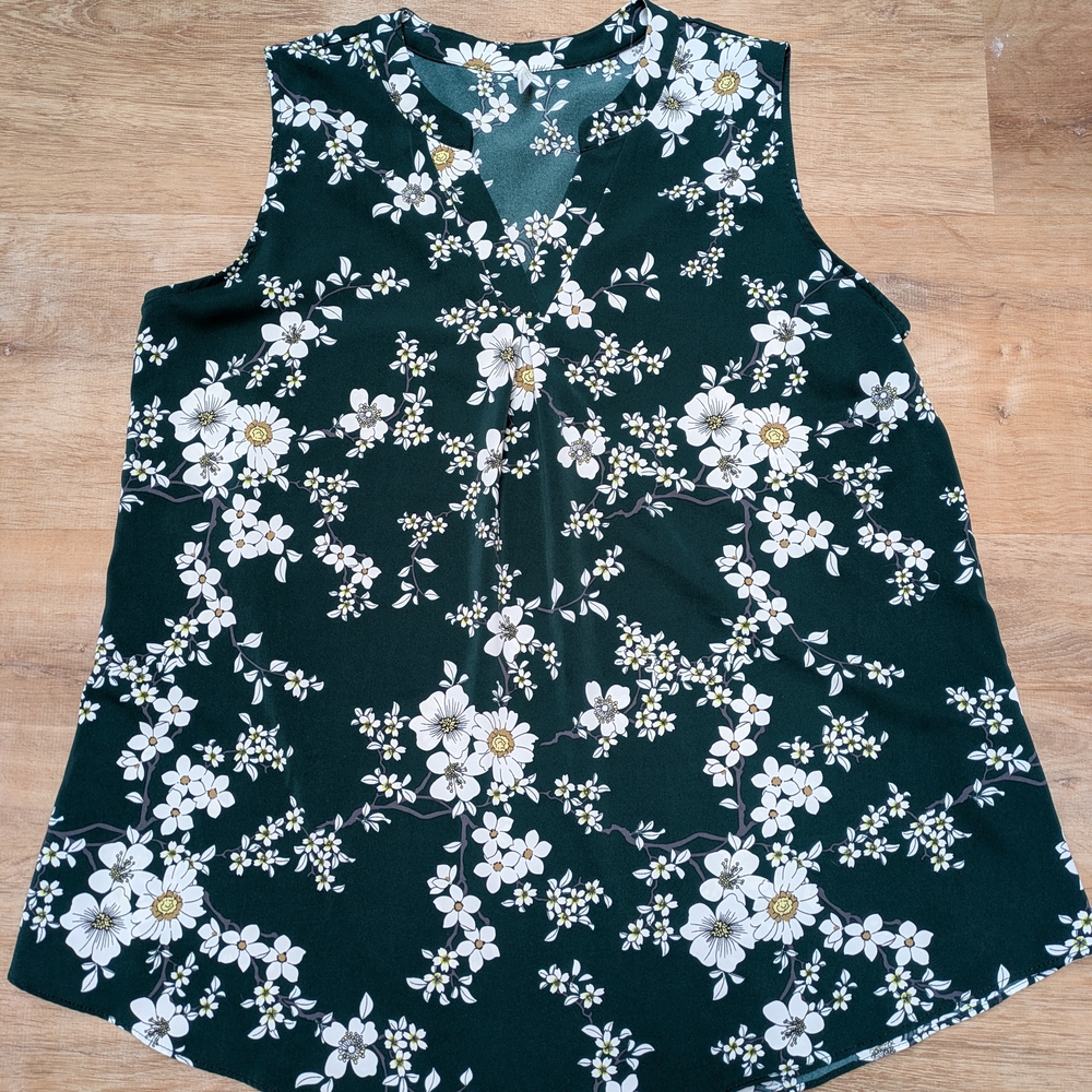 Floral Sleeveless Top - Green